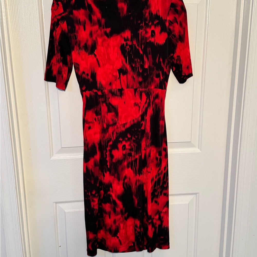 connected apparel Red and Black Abstract Midi Dress